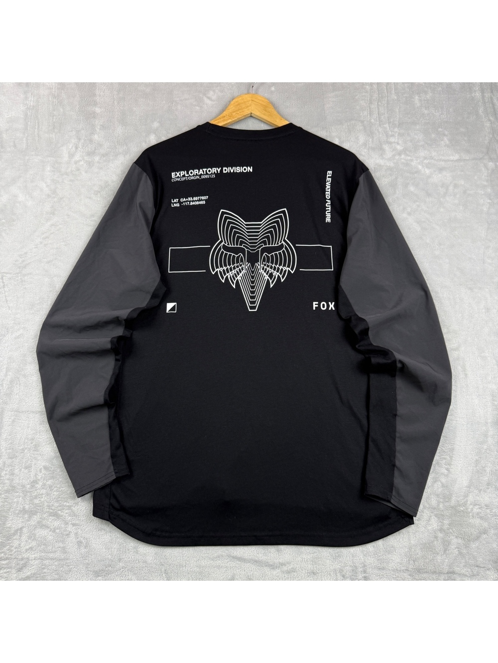 FOX Racing Ranger MenL Black Gray Long Sleeve MTB Jersey Graphic Back Print Bike